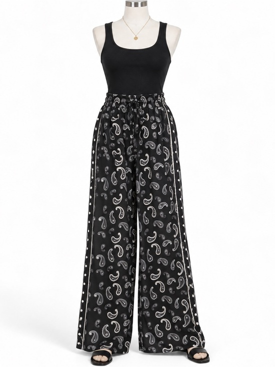 Hester & Orchard Pants - NWT Hester & Orchard Boho Paisley Wide Leg Pull-On Palazzo Pants Size L